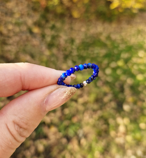 Lapis lazuli*broušené rondelky*0,3 cm*prsten — foto 4