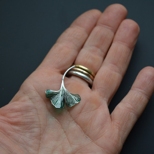 Náušnice napichovací gingko — foto 4
