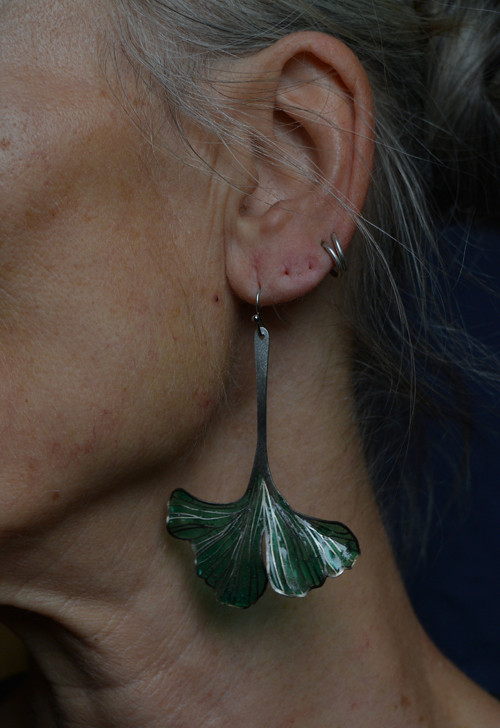 Náušnice velké visací gingko — foto 5