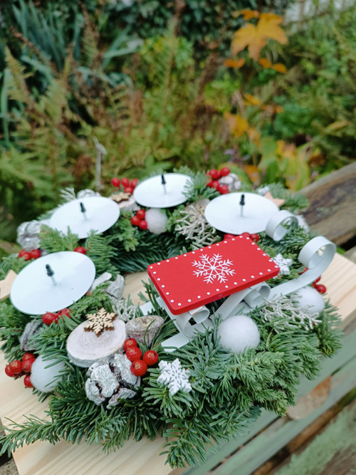 Adventní svícen se sáněmi — foto 5