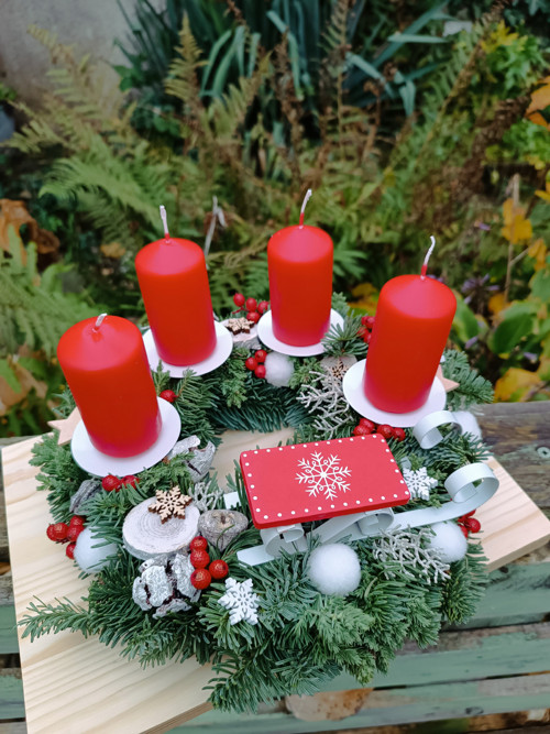 Adventní svícen se sáněmi — foto 2