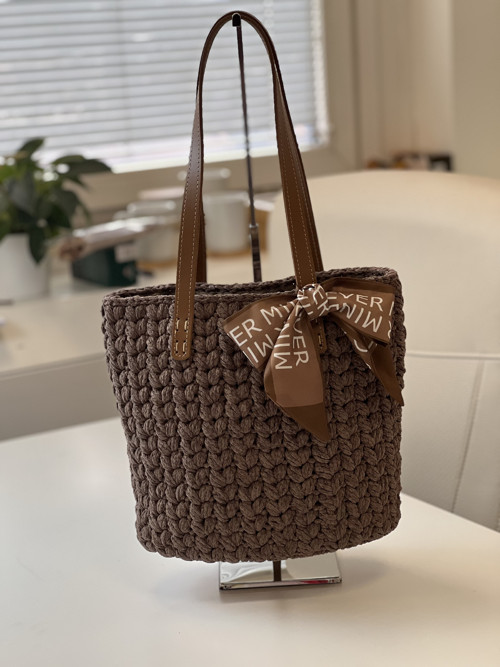 Háčkovaná taška 'SHOPER Velvet' /hnědá — foto 6