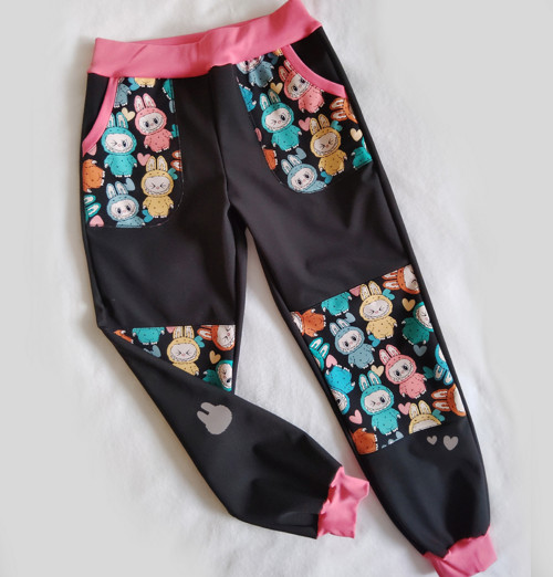 Softshellové kalhoty černé + LABUBU,STITCH.... — foto 3