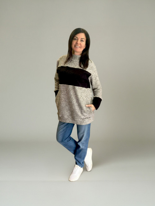 Dlouhá teplá mikina melír — foto 2