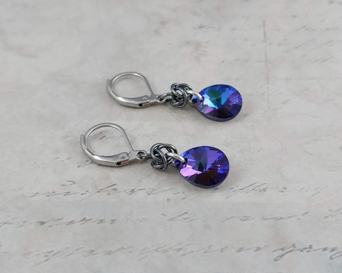 Náušničky Swarovski temně modré — foto 5