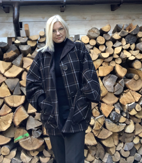 Kabátek kostkovaný hnědočerný slabší — foto 3