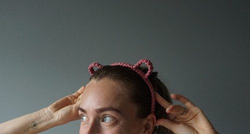 Macrame čelenka - Růžový medvídek — foto 2