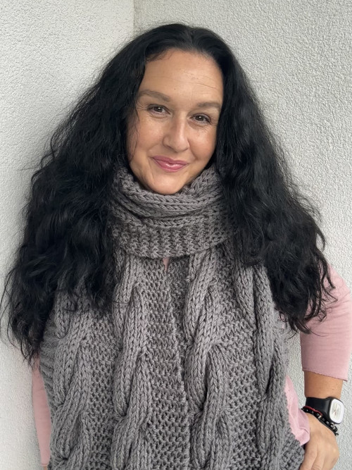 RUČNĚ PLETENÁ ŠÁLA šedá — foto 4