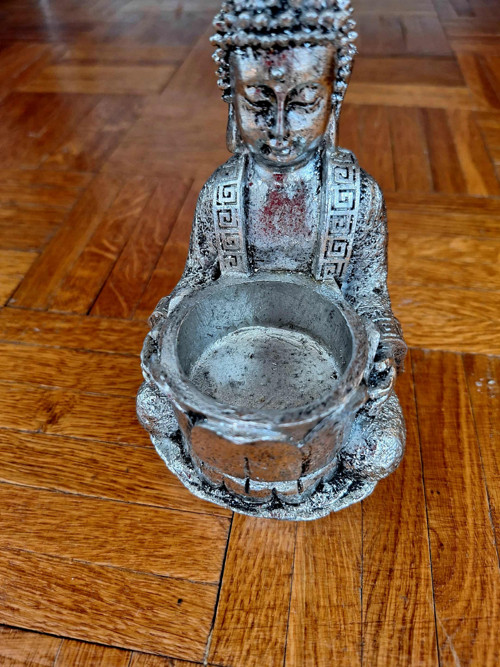 Stříborný budha pro svíčku — foto 2