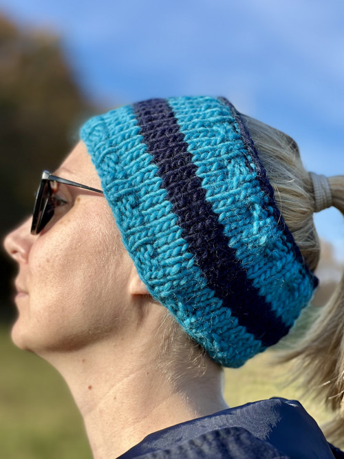 Modrá zimná čelenka Virgin wool — foto 5