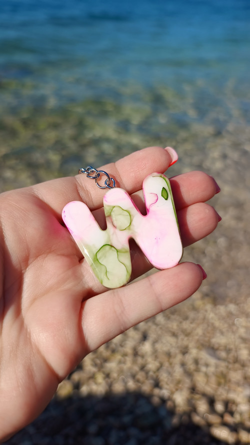 Klíčenka - "W" růžovo/khaki