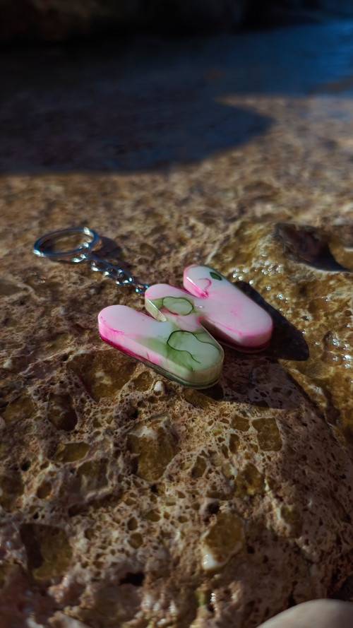 Klíčenka - "W" růžovo/khaki