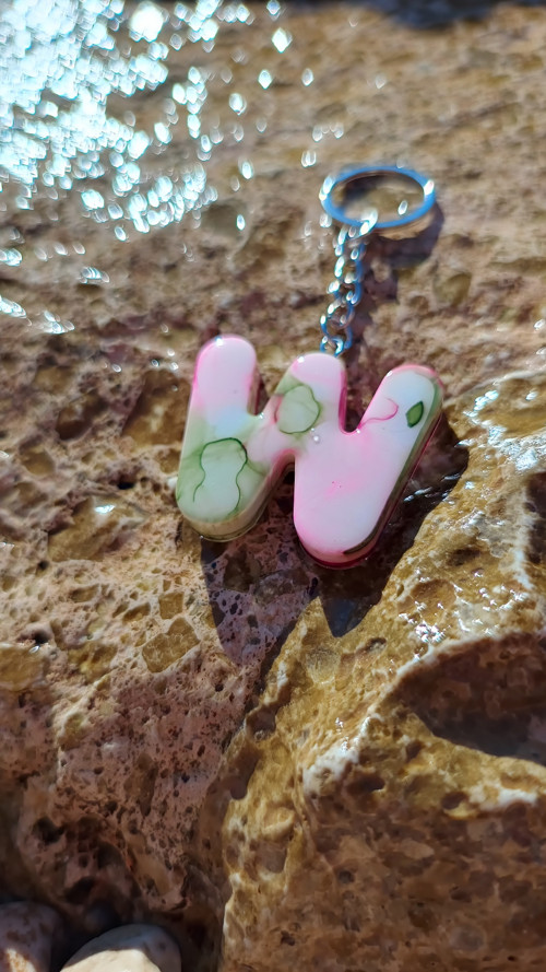 Klíčenka - "W" růžovo/khaki