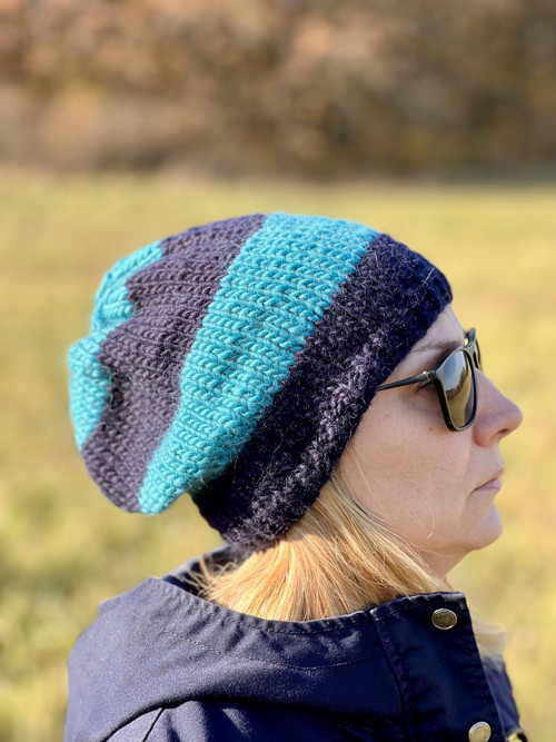 Modrá prúžkovaná čiapka Virgin wool — foto 3