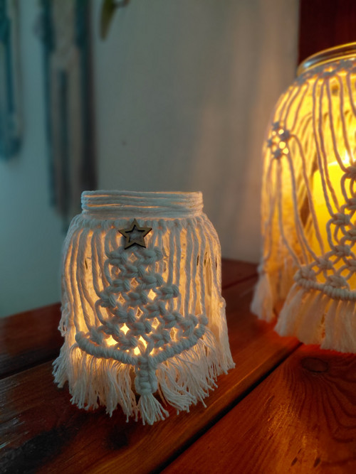 Vánoční macramé lucerna na svíčku VELKÁ — foto 3