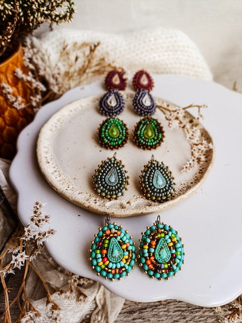Arabesque n.14 - vyšívané náušnice — foto 4