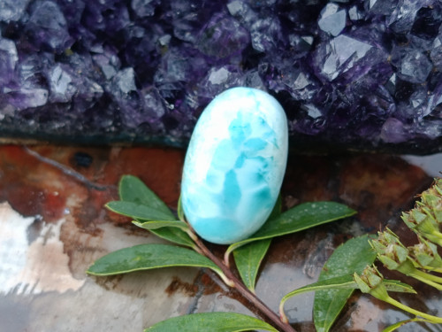 Larimar kabošon 2 x 1,2 cm — foto 2