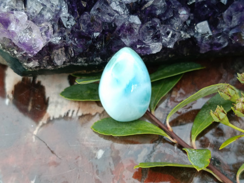 Larimar kabošon 1,8 x 1,1 cm — foto 2