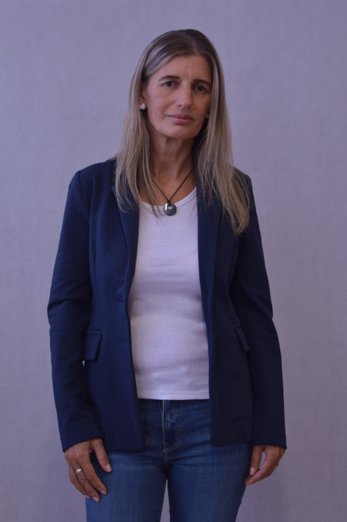 Dámske elegantné sako tmavomodré — foto 2