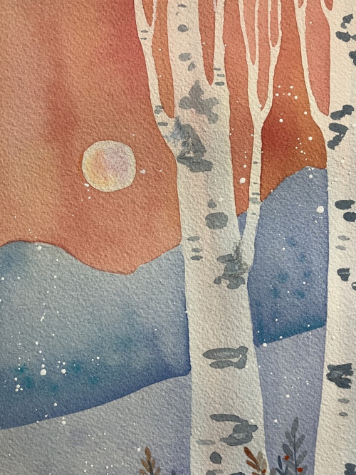 Originál ilustrácia V zimnom lese — foto 4