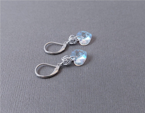 Náušnice se Swarovski srdíčky čiré — foto 2