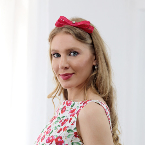 Lisa - čelenka s mašlí, červená — foto 2