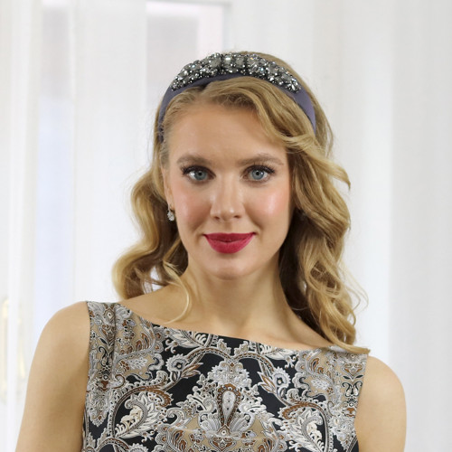 Gemma - čelenka s krystaly, černá / antracitová — foto 2