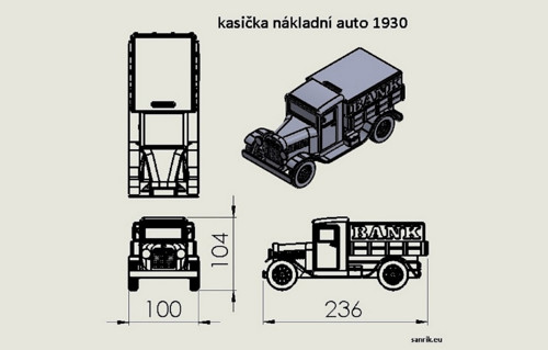 Kasička nákladní auto 1930 modré — foto 6