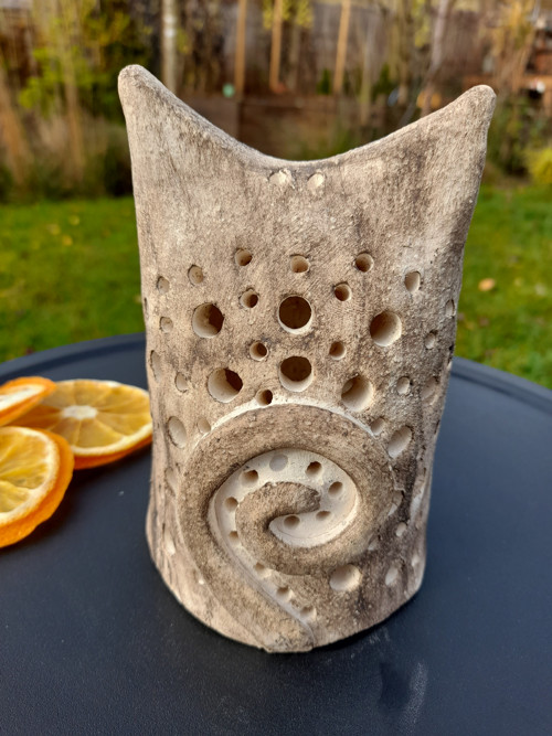 Keramická svítilna kočka šedá — foto 4