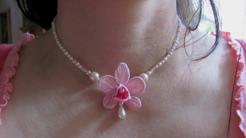 Orchidej - Cattleya, náhrdelník — foto 3