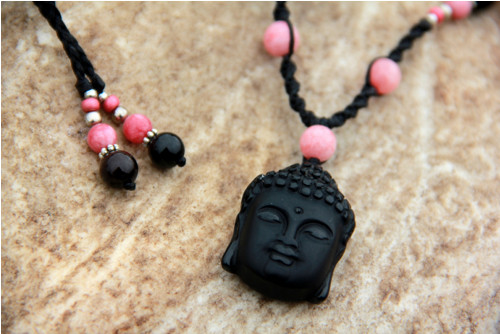 Onyx budha náhrdelník růžový — foto 3