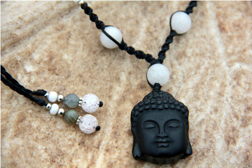 Onyx budha náhrdelník bilý — foto 5