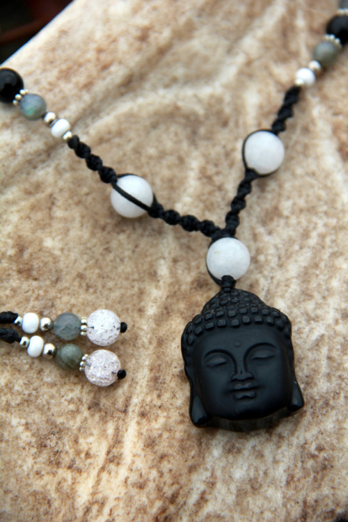 Onyx budha náhrdelník bilý — foto 6