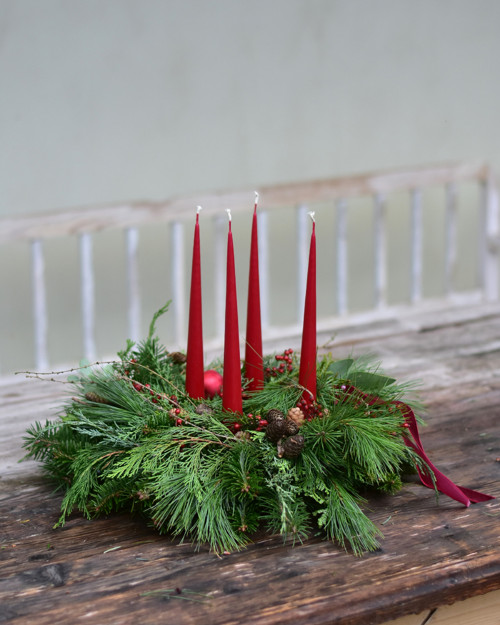 Adventní věnec BORDÓ, ø cca 35 cm — foto 4