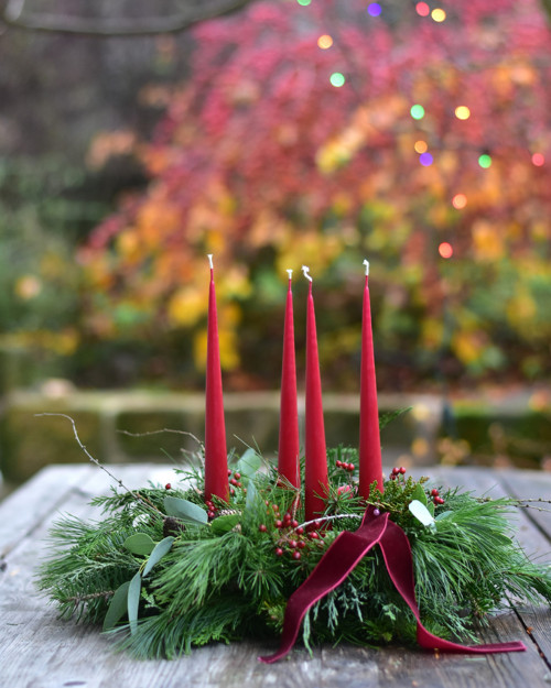 Adventní věnec BORDÓ, ø cca 35 cm — foto 6