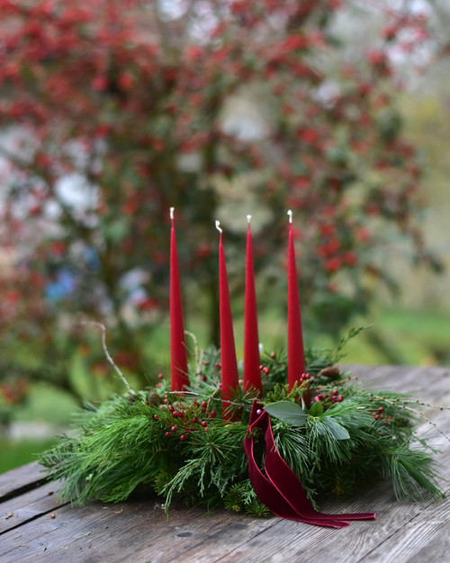 Adventní věnec BORDÓ, ø cca 35 cm — foto 2