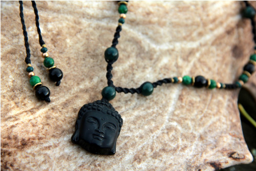 Onyx budha náhrdelník zelený — foto 2