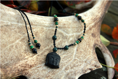 Onyx budha náhrdelník zelený — foto 4