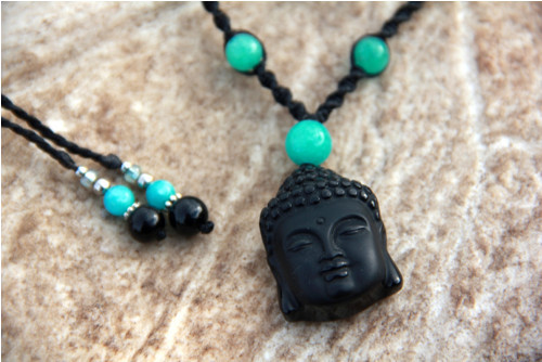 Onyx budha náhrdelník tyrkysový — foto 3