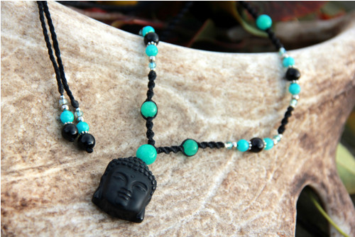 Onyx budha náhrdelník tyrkysový — foto 2
