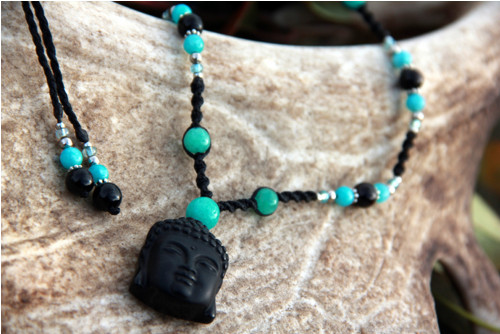 Onyx budha náhrdelník tyrkysový — foto 5