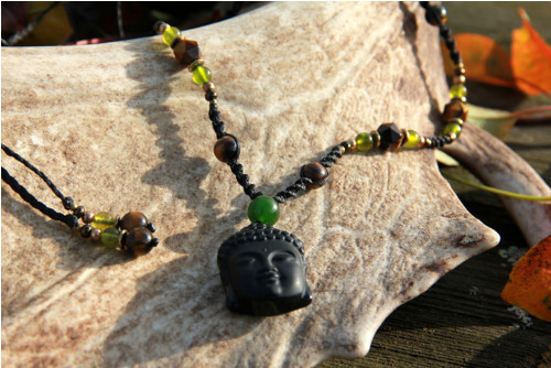 Onyx budha náhrdelník zelený — foto 3