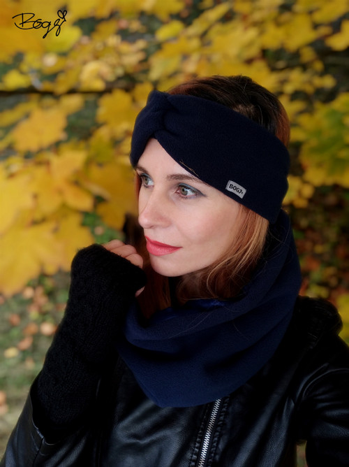 Tmavě modrá flísová čelenka 54-56cm — foto 5