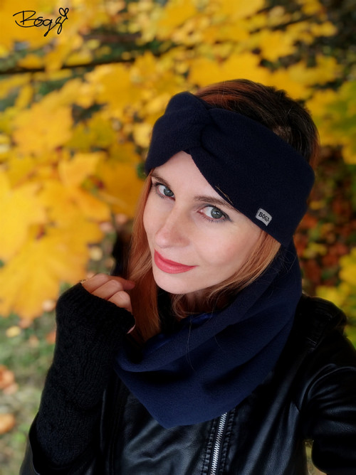 Tmavě modrá flísová čelenka 54-56cm — foto 4