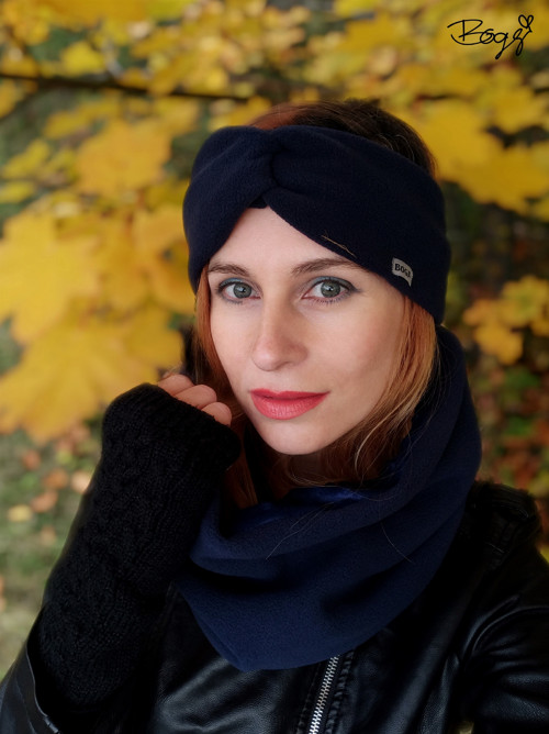 Tmavě modrá flísová čelenka 54-56cm — foto 2