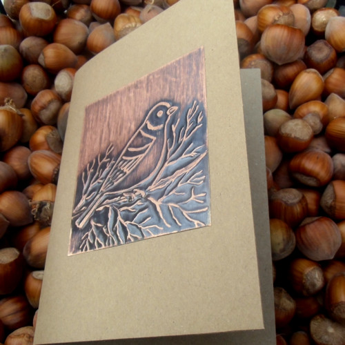Měděné vánoční přání - ptáček — foto 2
