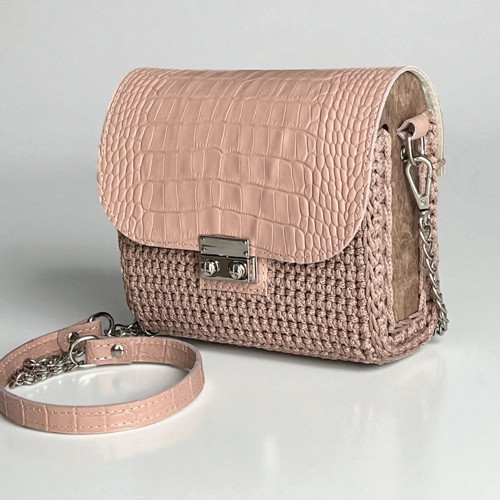 Háčkovaná kabelka/ Crossbody 'SOFIA' / pudrová kr — foto 2