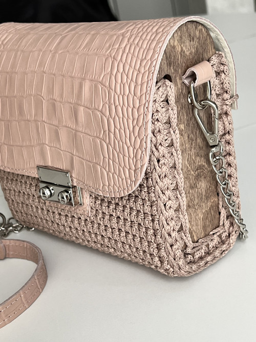 Háčkovaná kabelka/ Crossbody 'SOFIA' / pudrová kr — foto 5