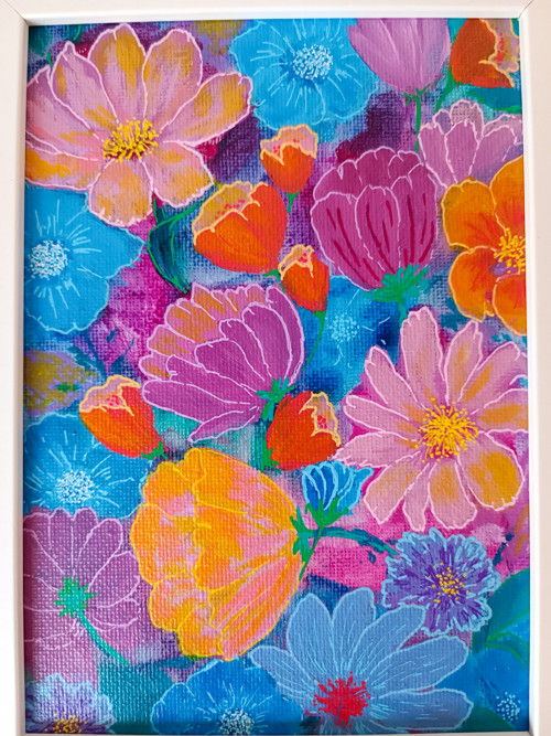 „Bloomly“ – akrylová malba na desce – originál — foto 2