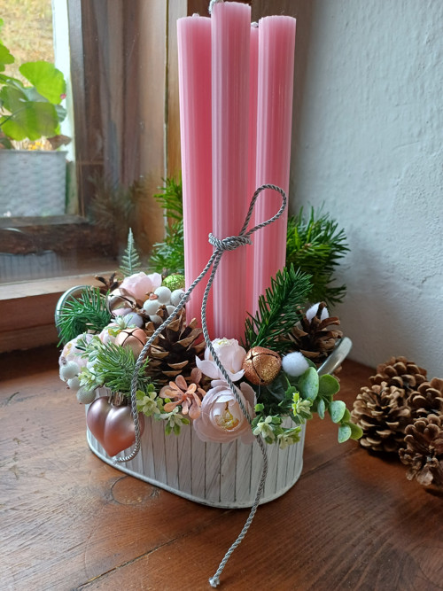 Adventní svícen růžový — foto 2